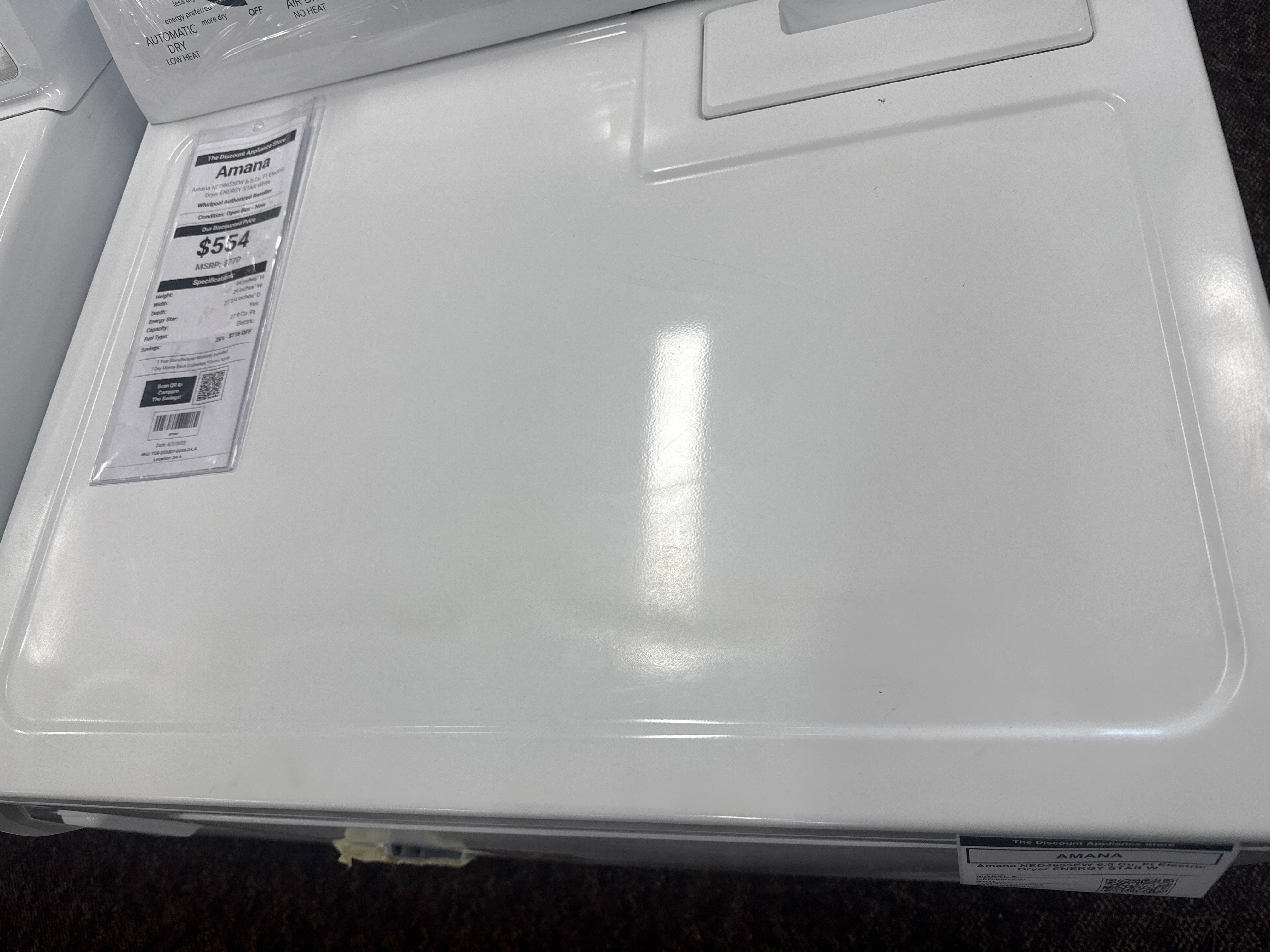 Amana NED4655EW 6.5 Cu. Ft Electric Dryer ENERGY STAR White