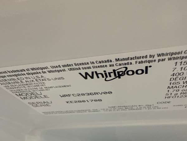 Whirlpool WRFC2036RV 20 Cu. Ft 36" French Door Refrigerator, Black Stainless - Assessment Photo 11