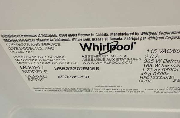 Whirlpool WRB322DMBM 22 cu. Ft 33" Bottom-Freezer Refrigerator, ENERGY STAR - Assessment Photo 11