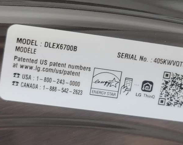 LG DLEX6700B 7.4 Cu. Ft Dryer Smart Steam ENERGY STAR Black Steel - Assessment Photo 13