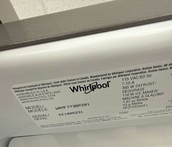 Whirlpool WRMF7736PZ 26 cu. ft 36" French Door Refrigerator, ENERGY STAR - Assessment Photo 14