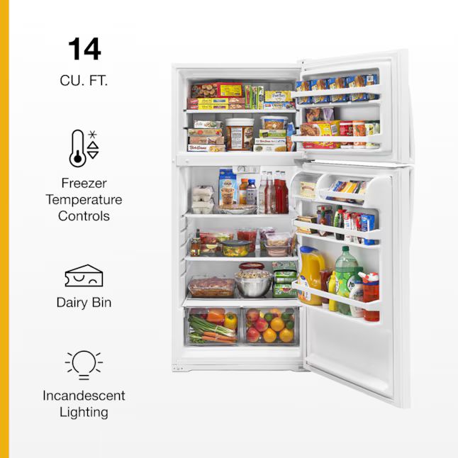 Whirlpool WRT314TFDW 14.3 Cu. Ft. 28" Top-Freezer Refrigerator, White - Assessment Photo 4