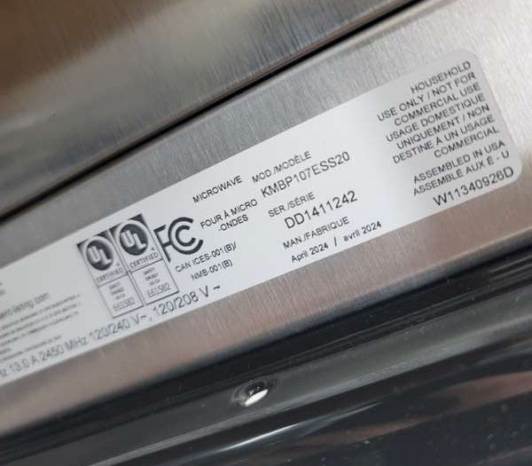 KitchenAid KMBP107ESS 1.4 Cu. Ft Microwave BuiltIn Stainless steel - Assessment Photo 9