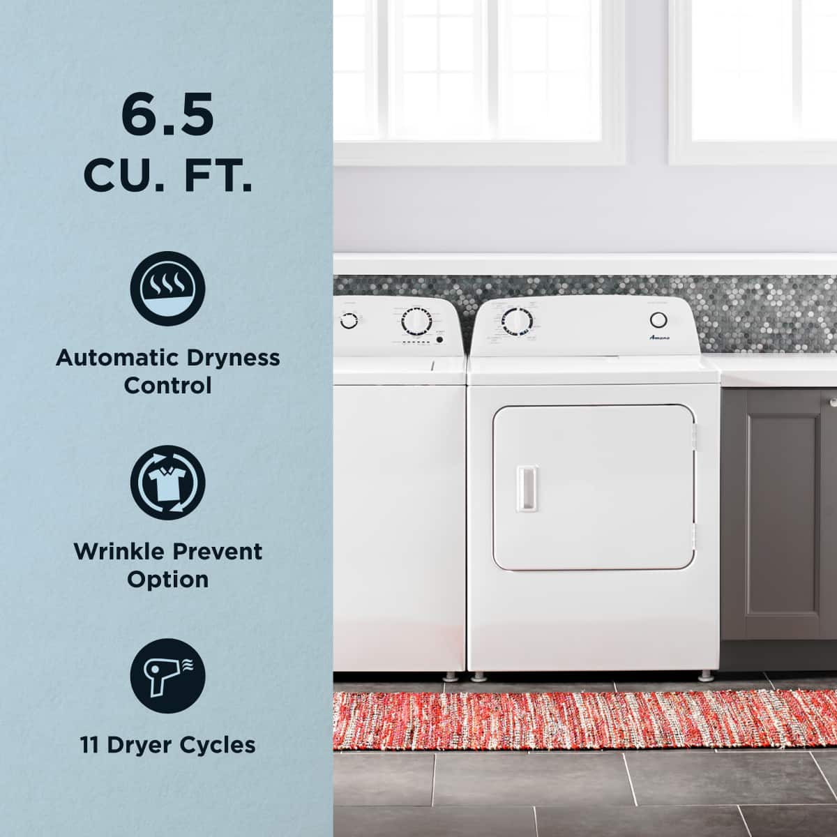 Amana NED4655EW 6.5 Cu. Ft Dryer ENERGY STAR White - Image 5
