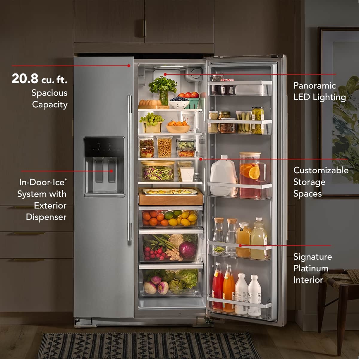 KitchenAid KRSC536RPS 20.8 Cu. Ft 36" Side-By-Side Counter-Depth Refrigerator - Image 2