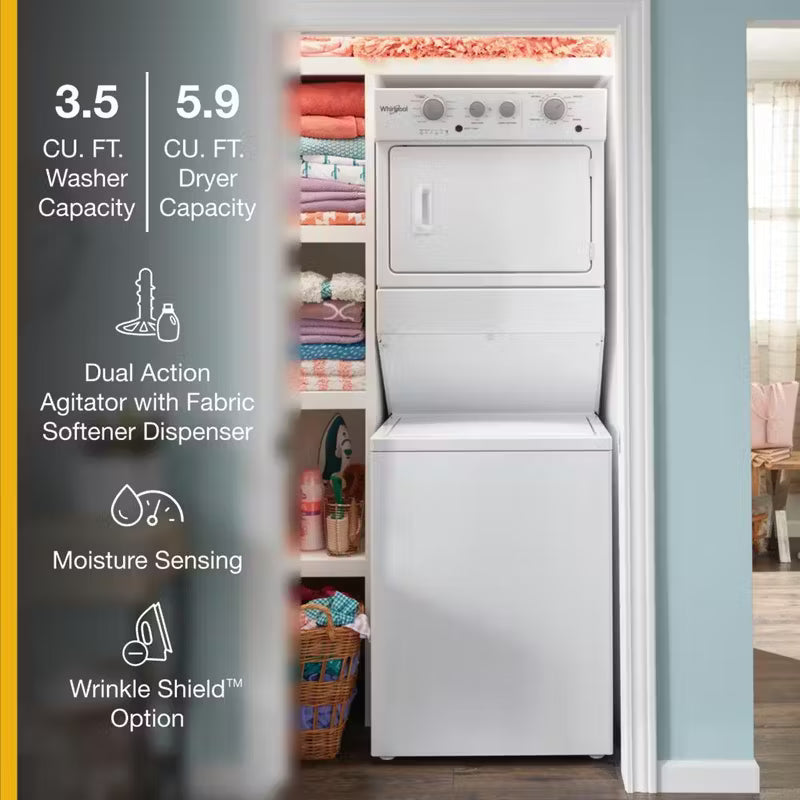 Whirlpool WETLV27HW 3.5 Cu. Ft 5.9 Cu. Ft Washer Dryer Top Load