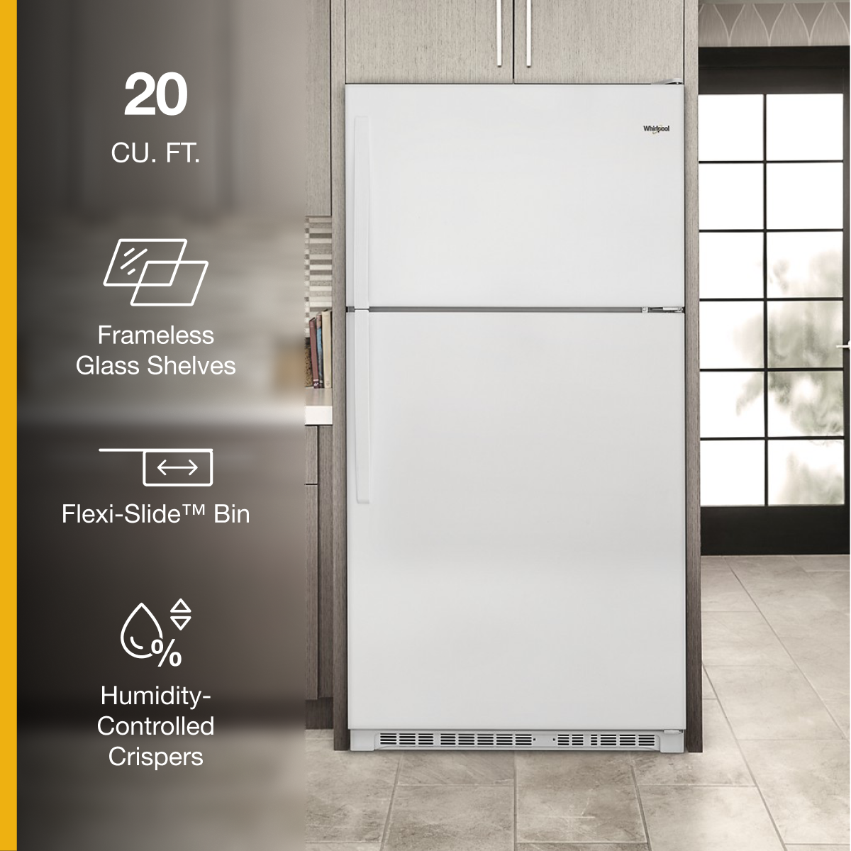 Whirlpool WRT311FZDW 20.5 Cu. Ft 33" Top-Freezer Refrigerator, White - Image 4