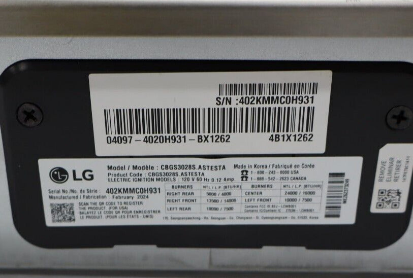 LG - STUDIO CBGS3028S 30-in Smart Built-In Gas Cooktop w/ 5 Burners & Ultra Heat