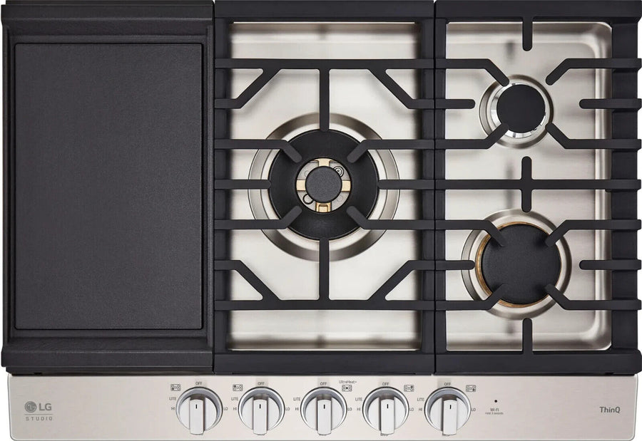 LG - STUDIO CBGS3028S 30-in Smart Built-In Gas Cooktop w/ 5 Burners & Ultra Heat