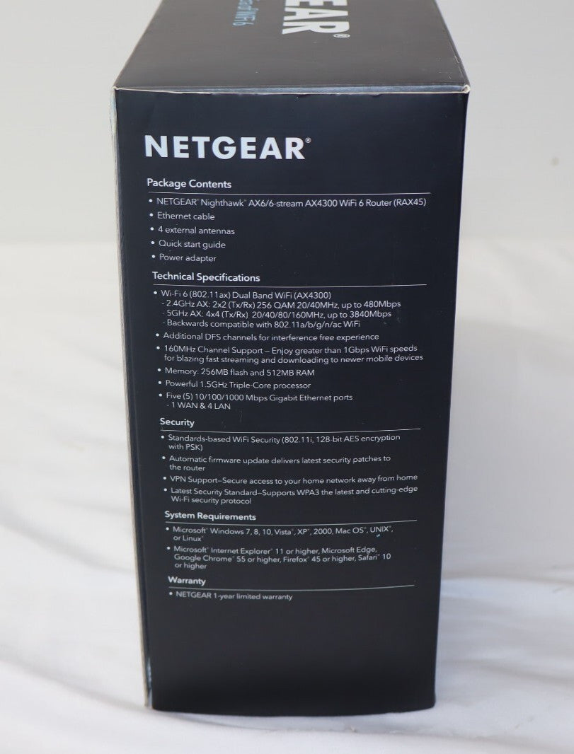 NEW NETGEAR Nighthawk 6-Stream AX6 AX4300 Wi-Fi Router RAX45-100NAS 4.3Gbps