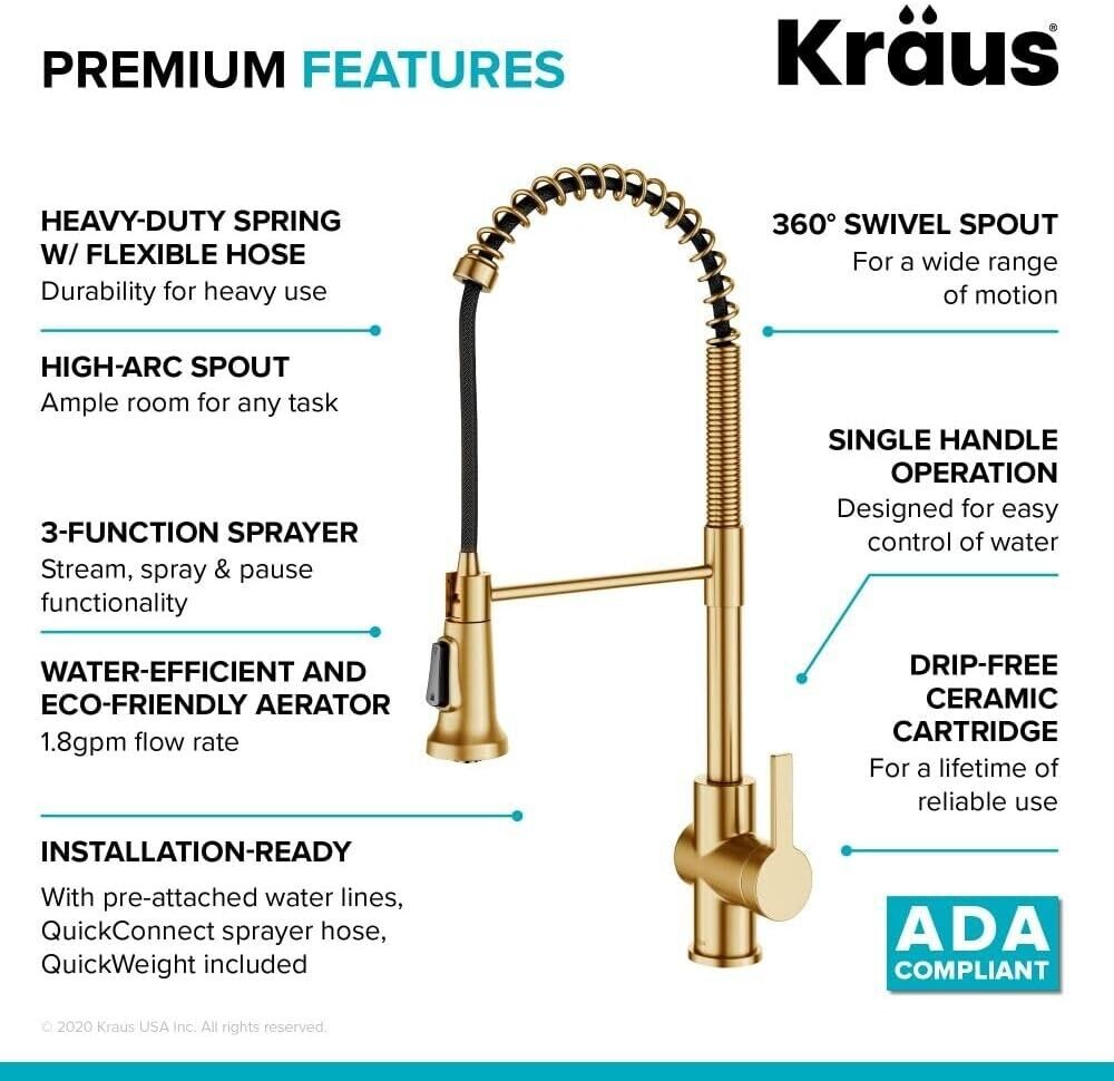 KRAUS KPF-1691BB Britt 2nd Gen Comml Pull-Down Single Handle Kitchen Faucet