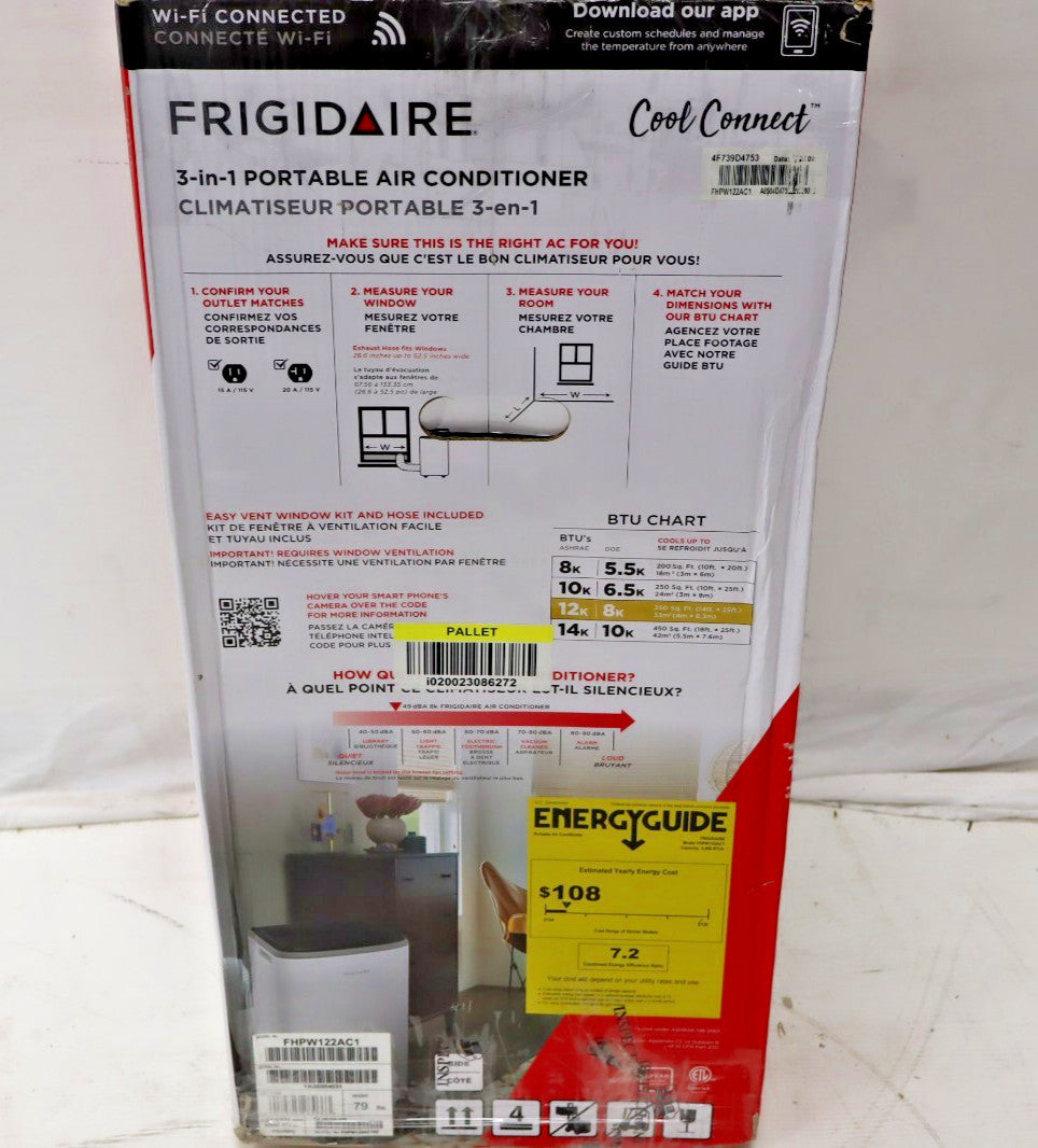 Frigidaire 3-in-1 Portable Room Air Conditioner FHPW122AC1  12K BTU 350 Sq. Ft.