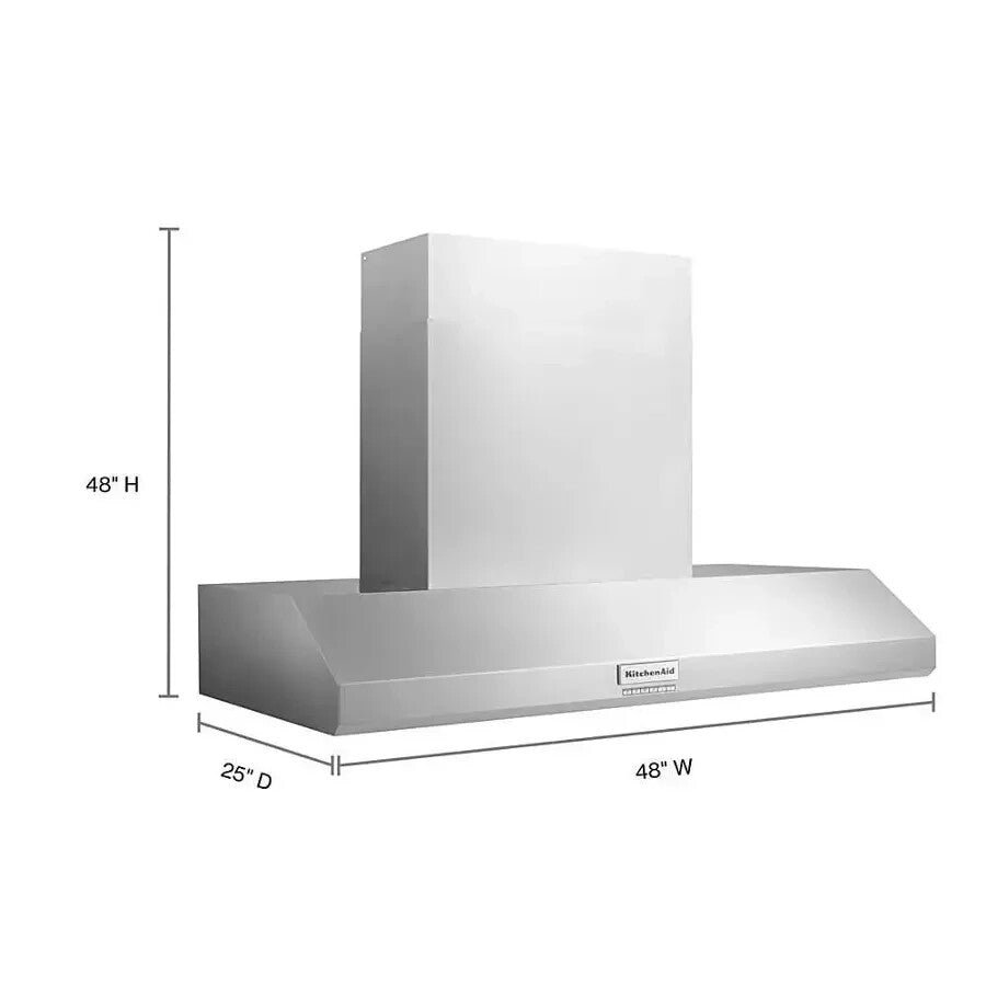 KitchenAid KVWC958KSS - 48" Recirculating Commercial-Style Wall Range Hood, SS
