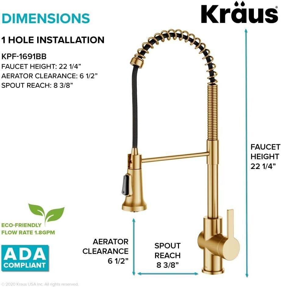 KRAUS KPF-1691BB Britt 2nd Gen Comml Pull-Down Single Handle Kitchen Faucet