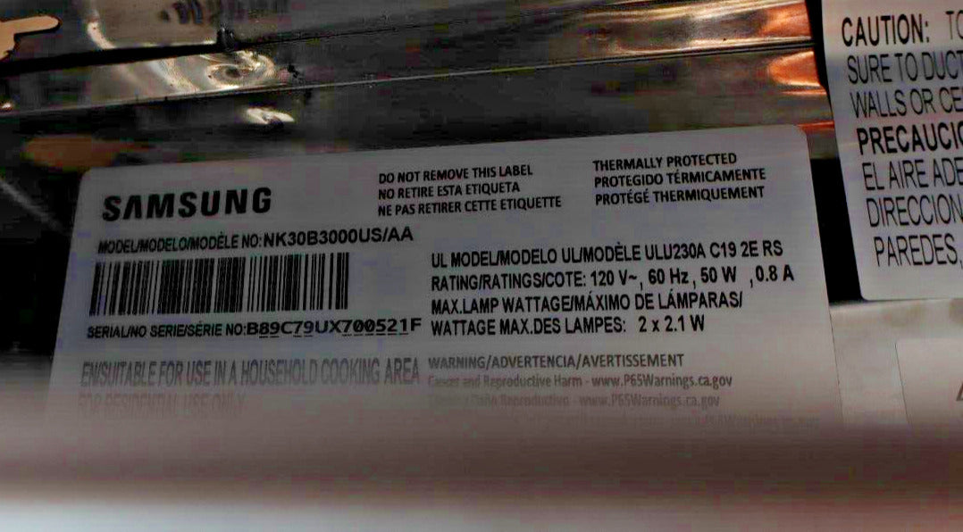 Samsung NK30B3000US/AA 30" Under Cabinet Convertible Range Hood, Stainless Steel