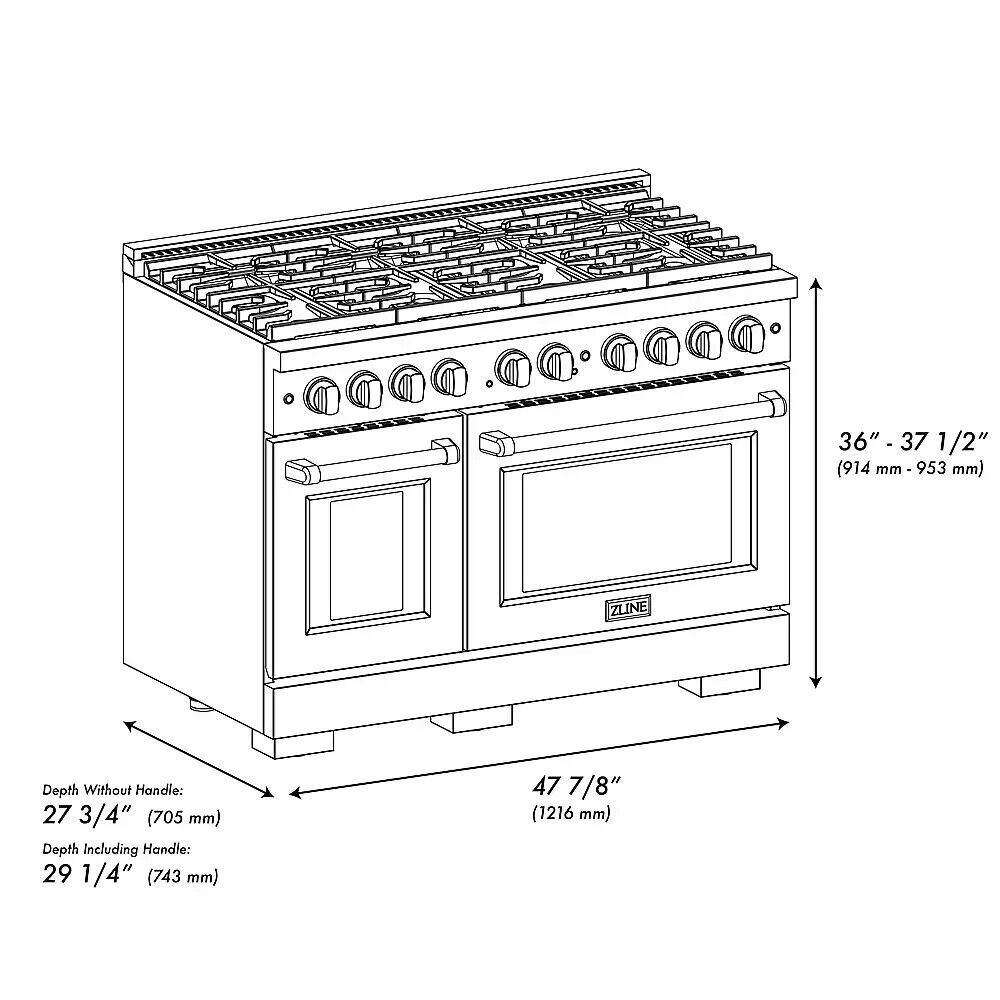 ZLINE SGRBZ-48-G Autograph Edition Paramount 48" Double Convection Oven Gas Range w/ 8 Burners
