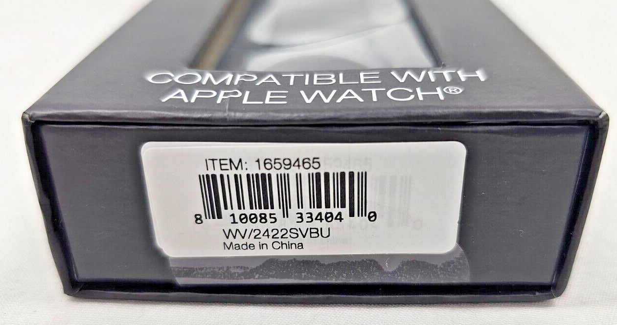 Vince Camuto Mulberry Men's Apple Watch Band 42-45mm Black Leather WV/2422SVBU