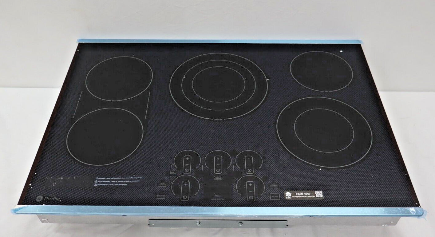 GE Profile PEP9030STSS - 30" Electric Built In Cooktop, Stainless Steel on Black