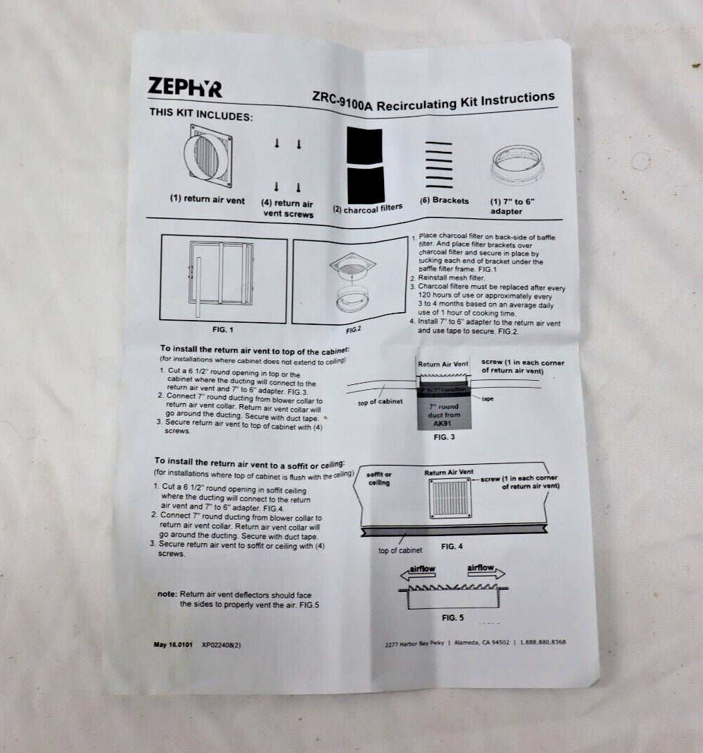 Zephyr ZRC-9100A - Ductless Recirculating Kit for AK91 Monsoon Mini Range Hood