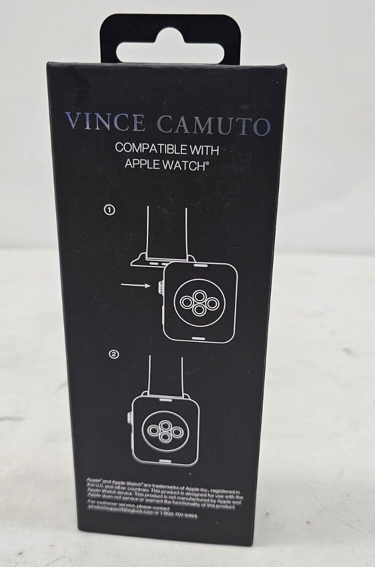 Vince Camuto Mulberry Men's Apple Watch Band 42-45mm Black Leather WV/2422SVBU