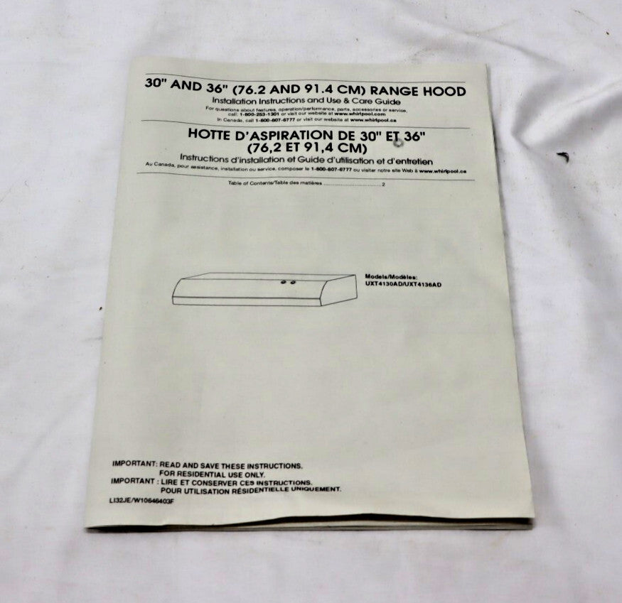 New Whirlpool UXT4130ADS 30" Convertible Under-Cabinet Range Hood in Stainless